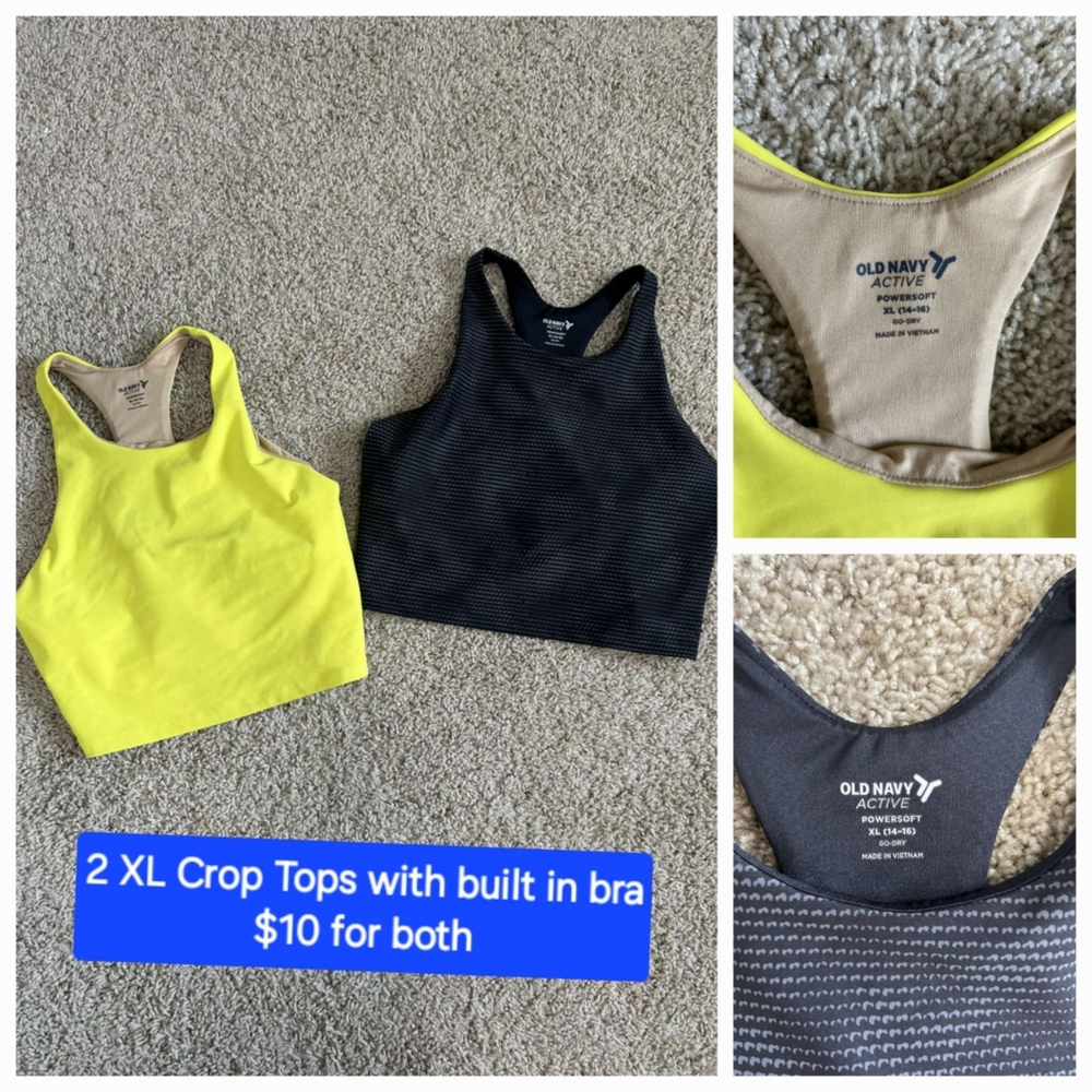 Old Navy Active girls Crop Tops - Yellow and Black